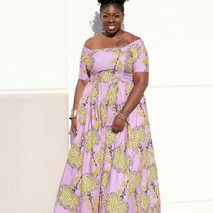 African print Women off shoulder Maxi dress